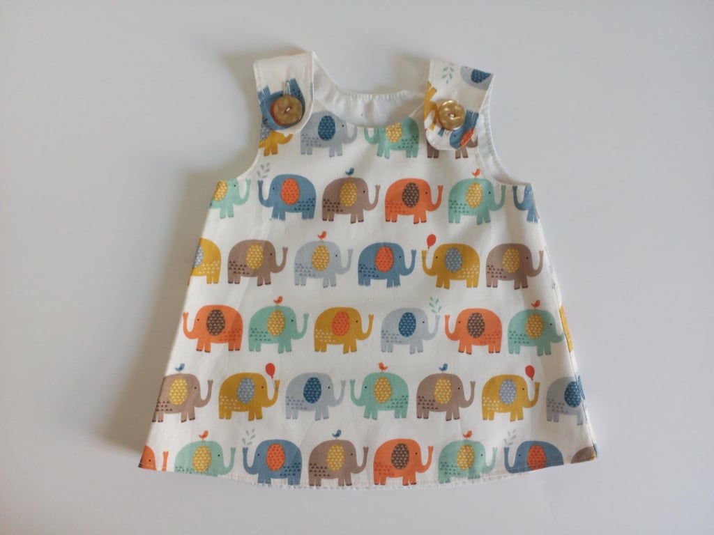 Dress, 0-3 months, A Line dress, Summer dress, elephants, pinafore 