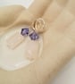 Rose Quartz Rectangle and Purple Crystal Sterling Silver Earrings, Gift for Her - Image 3