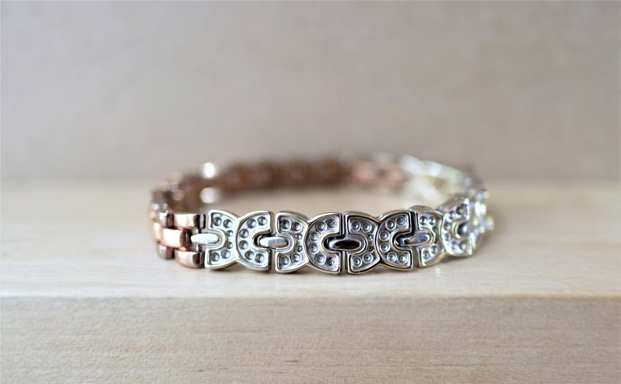 Rose gold color plated - up-cycled stainless steel bracelet