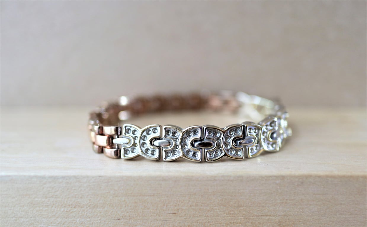 Rose gold color plated - up-cycled stainless steel bracelet