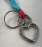 Blue Pink Suede Keyring Bag Charm with Heart Shaped Carabiner - FREE SHIPPING - Image 3