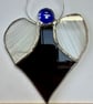 Stained Glass Heart Angel - Deep maroon with white striped wings - Image 9