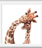 Giraffes mum and a baby wall print,  giraffes wall art, giraffes poster - Image 1
