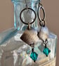 Dainty Vintage Dangle Earrings with Faceted Turquoise Crystals - Image 4