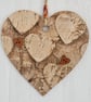 Decoupaged Wooden Hanging Heart 15cm (6”): Cork Hearts design