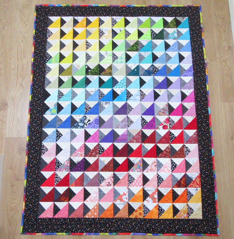 Gift for Student Bright Rainbow Patchwork Quilt