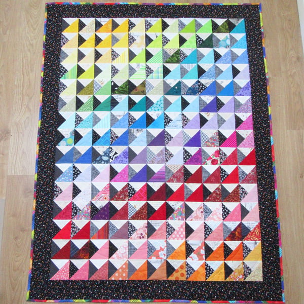 Gift for Student Bright Rainbow Patchwork Quilt