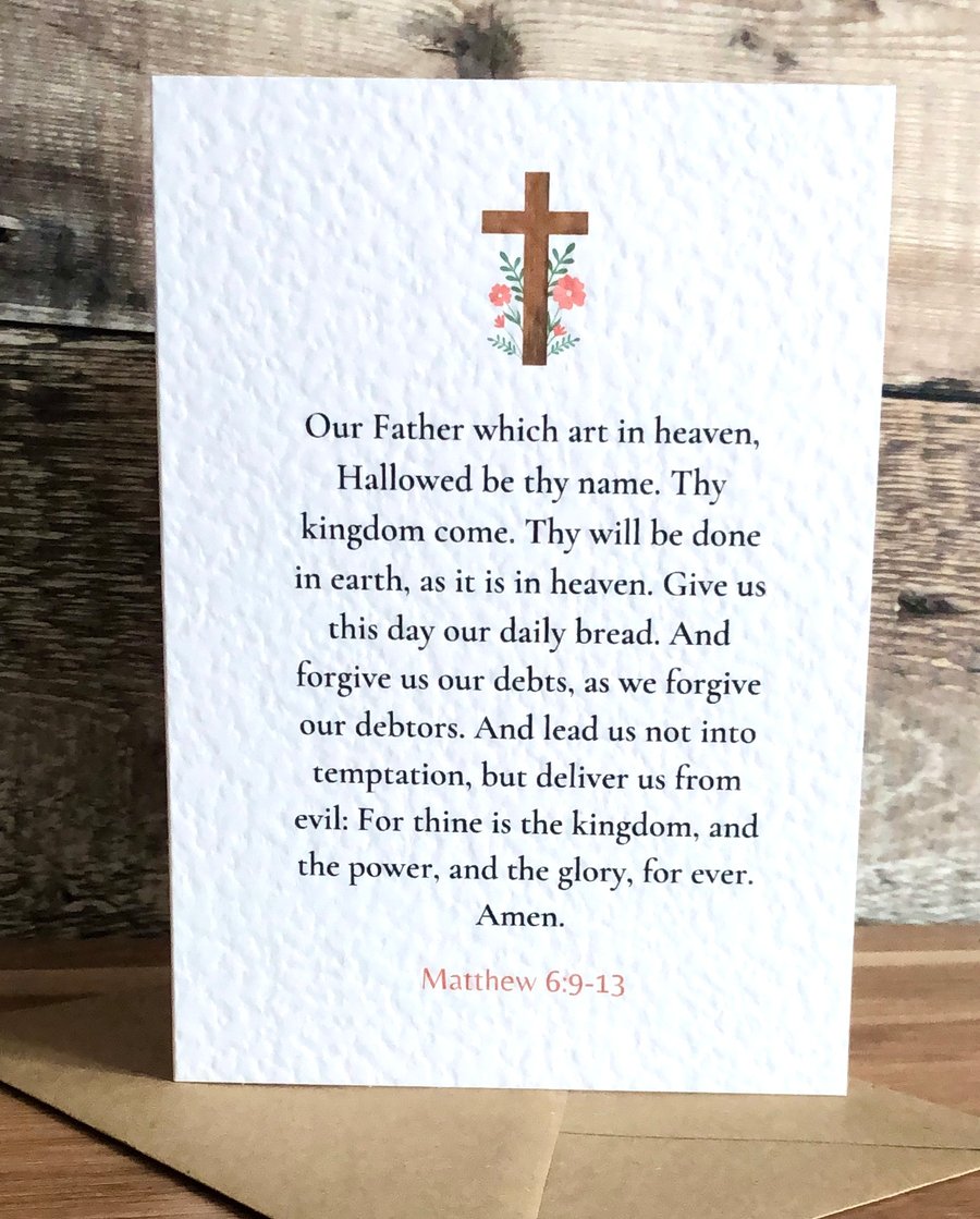 The Lord’s Prayer card blank inside Christian Bible