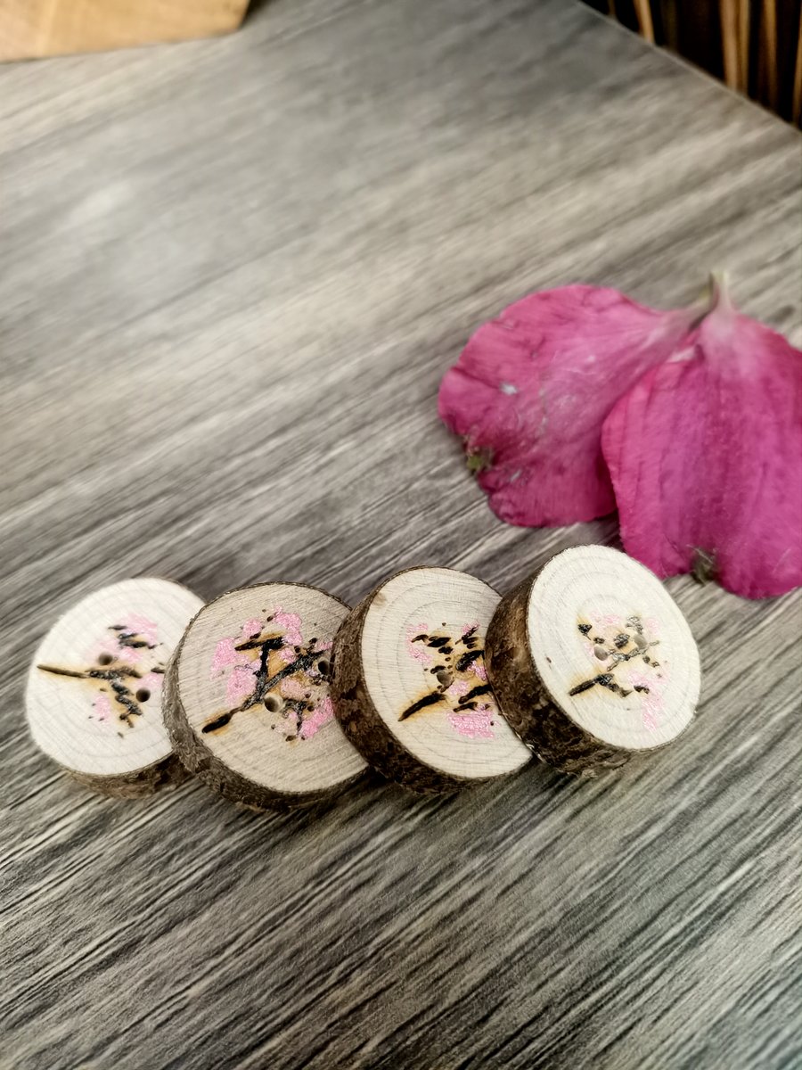 Wooden Cherry Blossom Buttons BHCB1