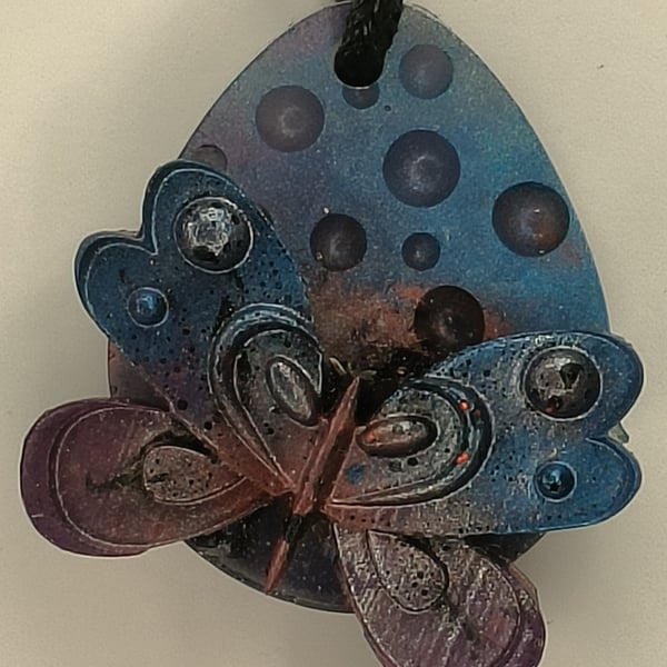Cosmic butterfly Resin Pendant