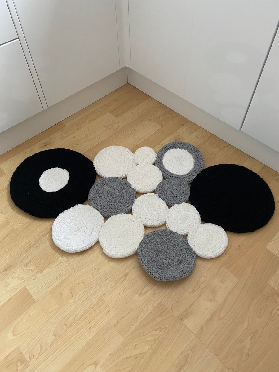 Black, white & grey rug