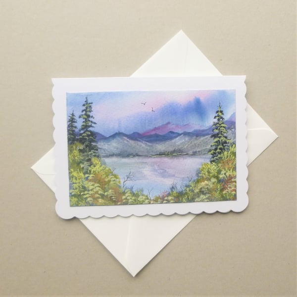 hand painted landscape art greetings card ( ref F 579.B3)