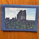 Handmade original photo card of Tynemouth Priory and Graveyard
