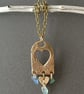 Bronze and seaglass Pendant, unique, recycled materials