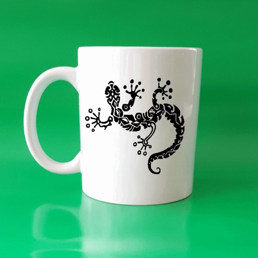 Gecko Lizard Mug, Personalised ceramic coffee mugs, birthday gifts 
