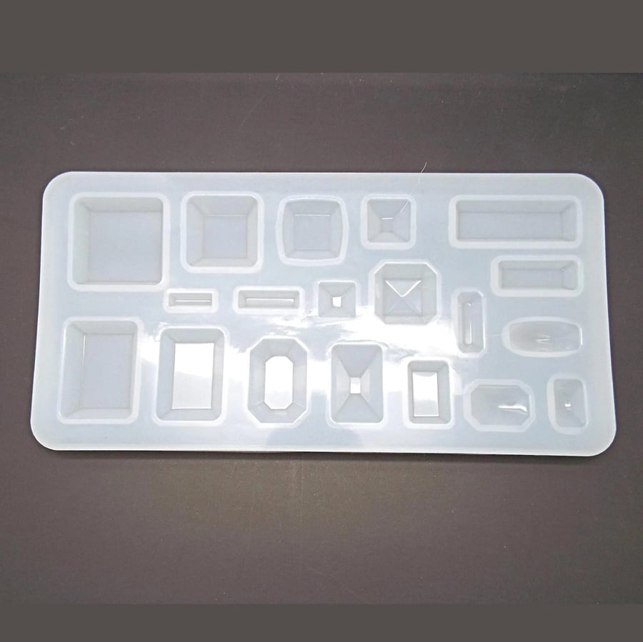 19Pc Cabochon Mould for Resin, Clay & Plaster, Gemstone Shapes, 188x93x11mm