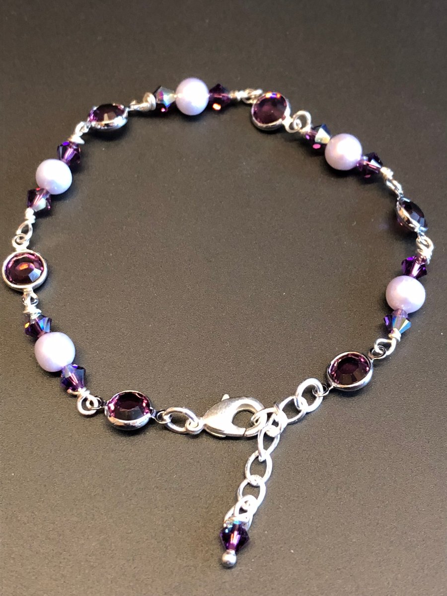 Swarovski Crystal And Pearl Rosary Link Bracelet 