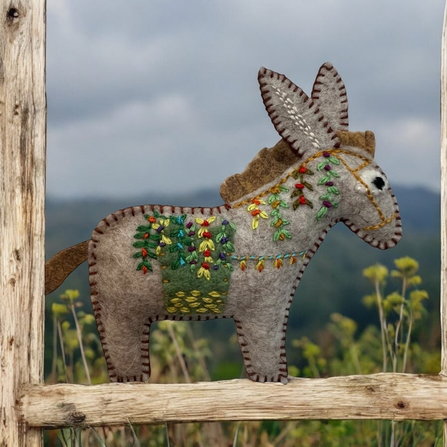 Little Donkey Made from British Wool Felt