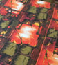 Abstract 50s Barkcloth Orange and Olive MID CENTURY VIntage fabric Lampshade - Image 5