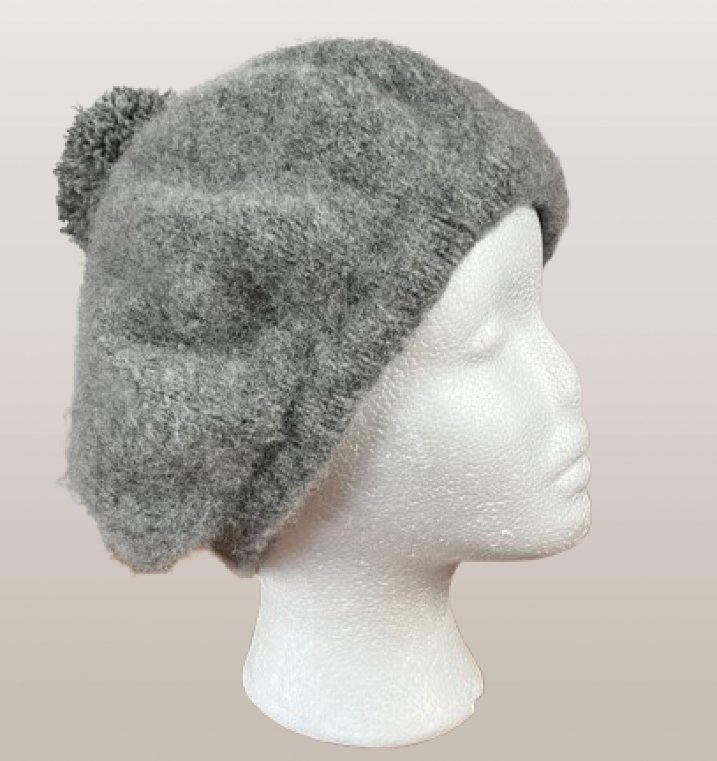 Hand Knitted and Felted Woman's Vintage Style Beret, Head Size 56cms - Pure Wool