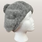 Hand Knitted and Felted Woman's Vintage Style Beret, Head Size 56cms - Pure Wool