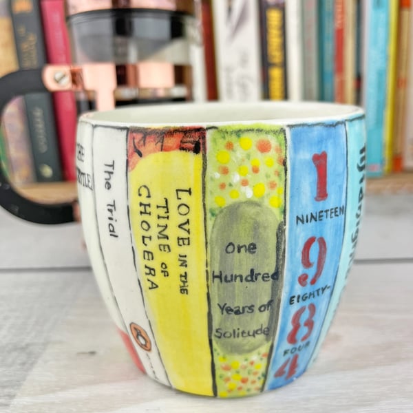 Book lover mug, Hand painted mug, Reader gift, Personalised mug
