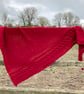 Hand Knitted Handmade Cables Textured Red Wool Triangle Shawl Wrap Scarf - Image 5