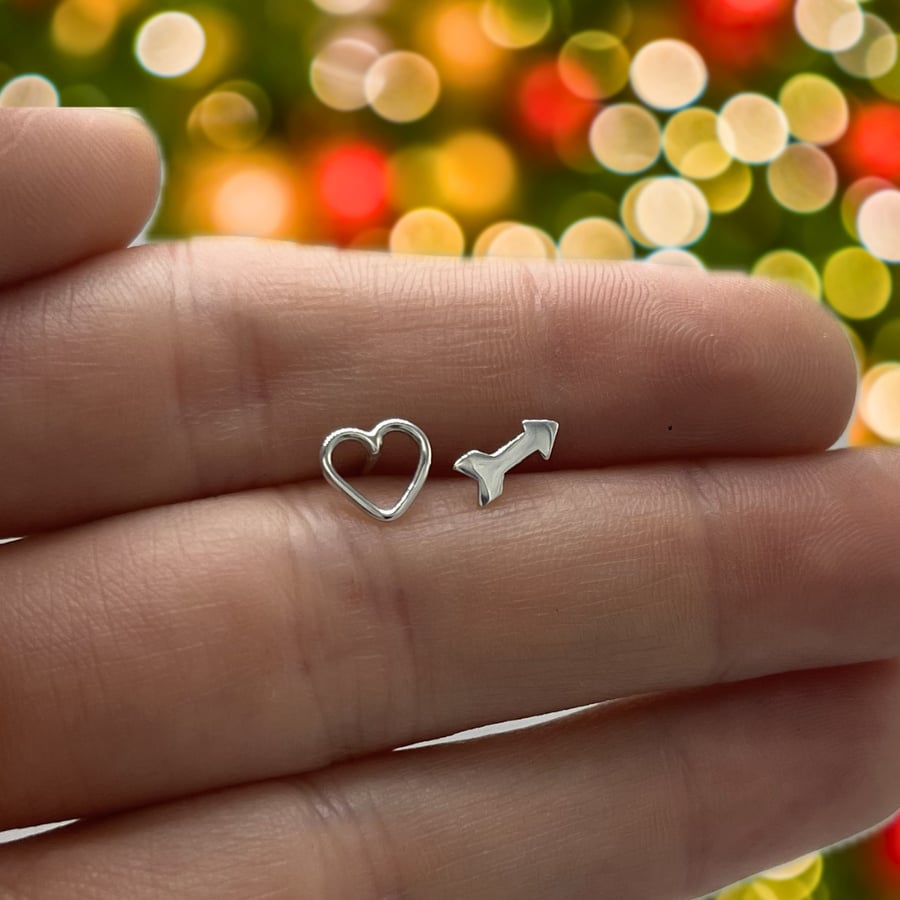 Heart & Arrow Stud Earrings 