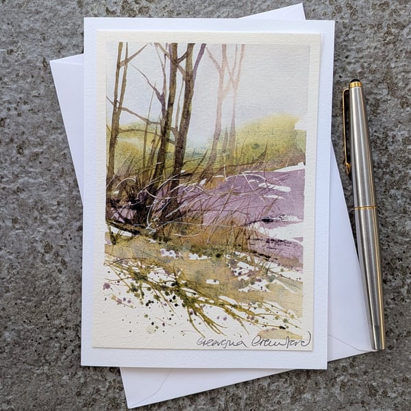 Scrubby Trees. Handpainted Blank Card. Keepsake. 260224