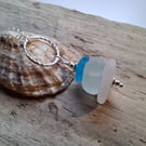 Bright Blue, White, Seafoam  Marazion Sea Glass Stack on Diamond Cut Ring N668