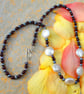 Pearl necklace with garnets - Freshwater pearls and gemstones - Silver Hooks - Image 7