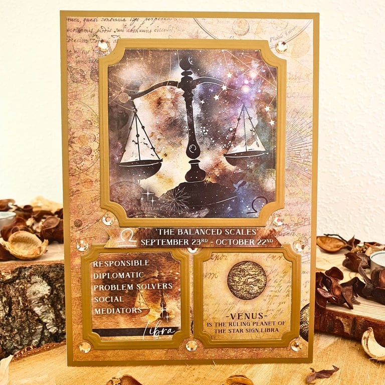 Libra Zodiac Star Sign Card, September - October Birth Sign, Astrological Sign