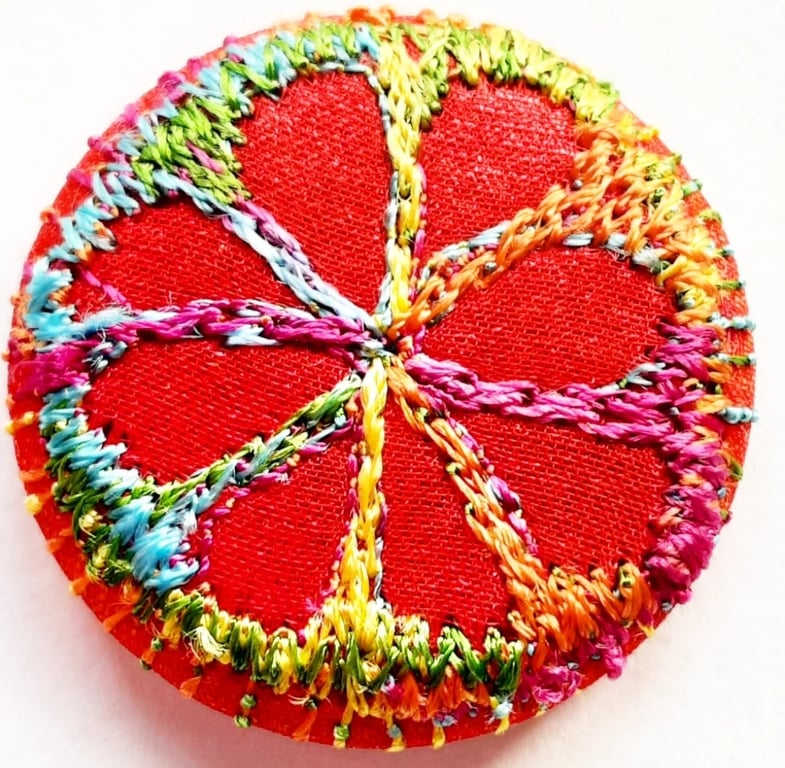 Buttons 1 inch button Hand Dyed Silks and Cottons Free Machine Embroidery Button