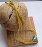 Azure Sun - Yellow and Aqua Artisan Glass Bead Necklace - Image 4