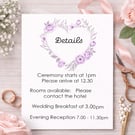 Personalised Wedding Invitation, RSVP & Details Card Set. Lilac Love Heart