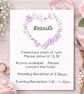 Personalised Wedding Invitation, RSVP & Details Card Set. Lilac Love Heart