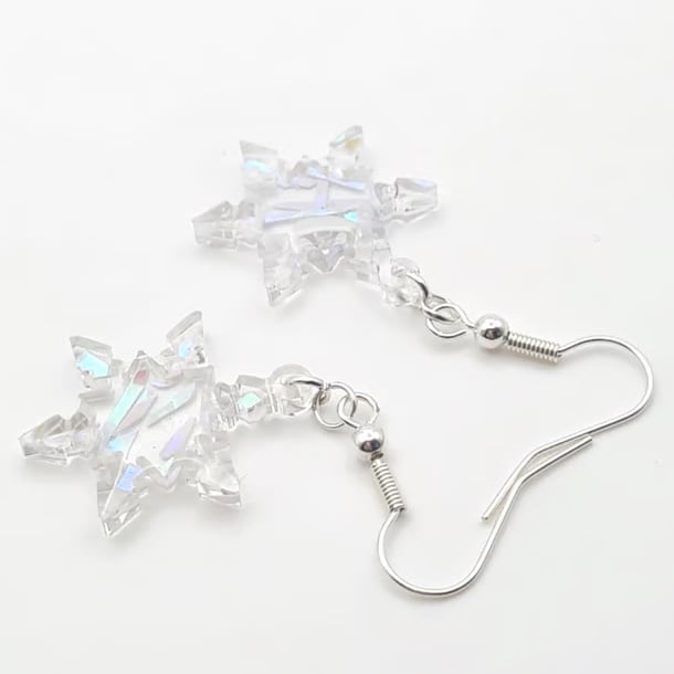 Snowflake Earrings Resin Christmas Jewellery Winter Gift