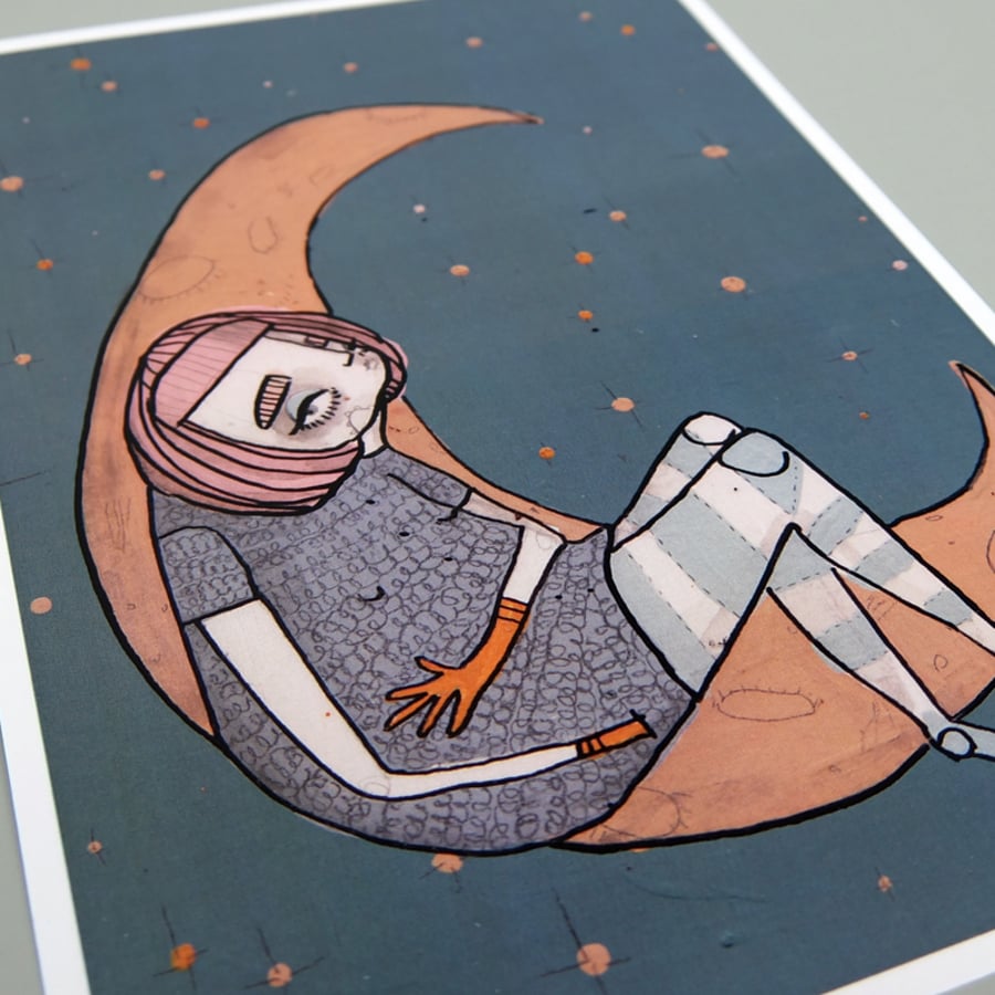 'Girl in the Moon' Artwork Poster Print