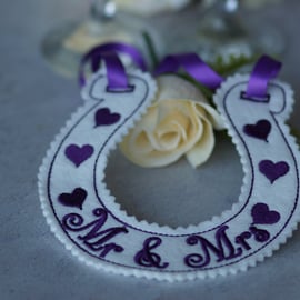 Wedding horseshoe, Mr and Mrs, Mrs and Mrs, Mr and Mr, wedding gift, keepsake