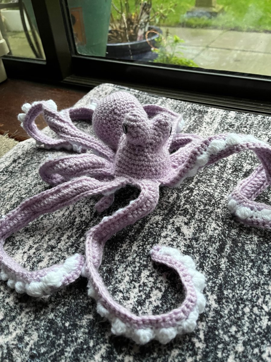 Lilac crotcheted octopus hand made medium size