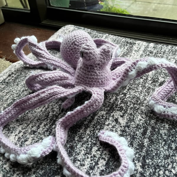 Lilac crotcheted octopus hand made medium size