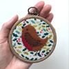 Christmas Robin Decoration, Tree decoration, Hoop Art, Embroidered Decoration
