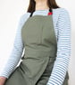 Split Leg Tie Apron for Potters & Makers with 3 Pockets and Tool Loop. Green - Image 5