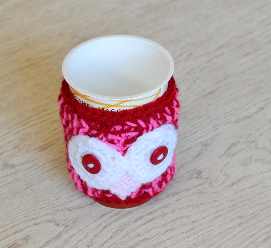 Owl Crochet Cosy Can Warmer  Holder  