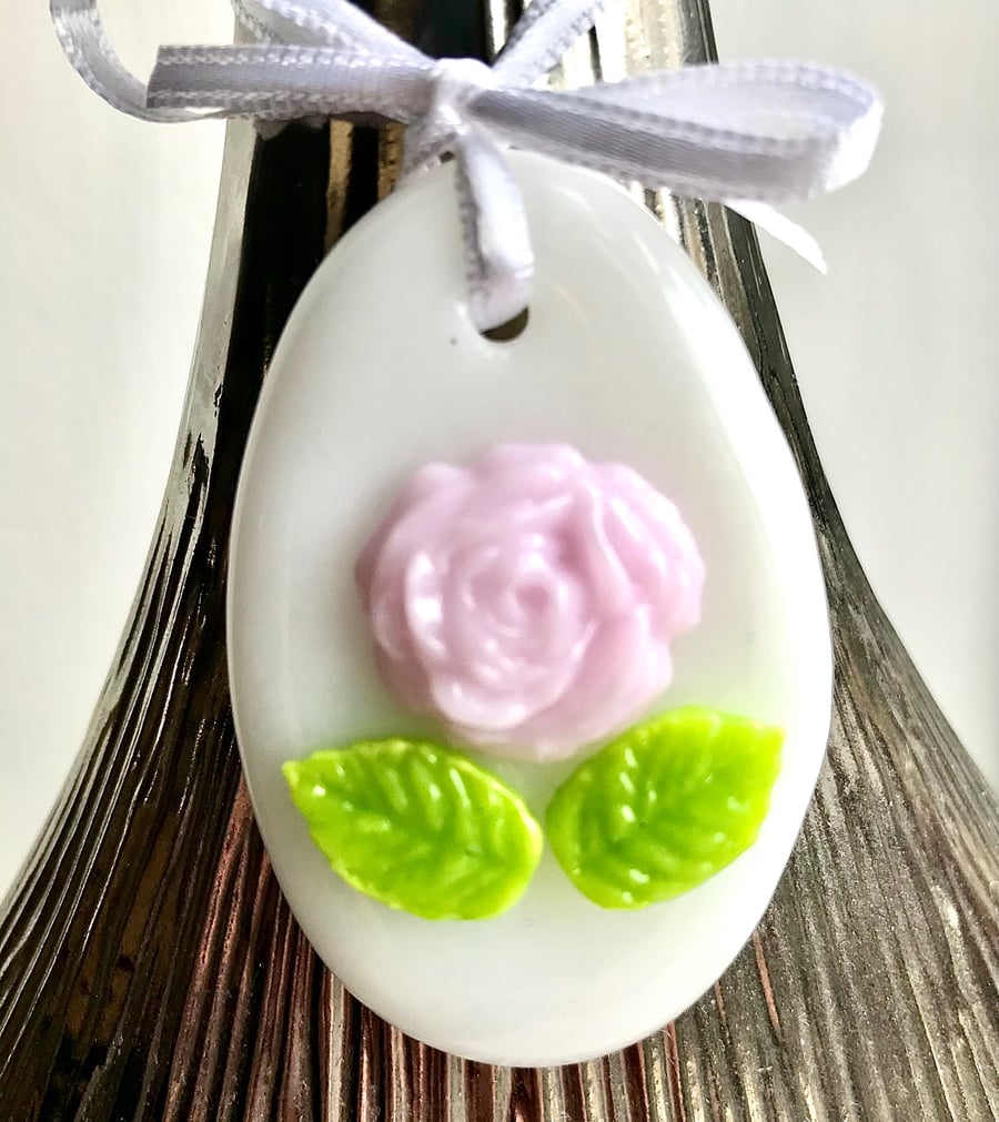 Glass Rose Easter Egg Decoration