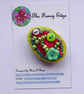 Brooch pin, accessory, oval, beads & buttons, Danette - Image 3