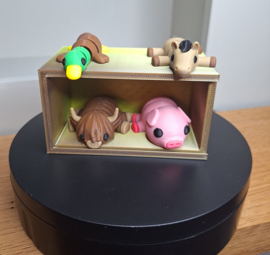 Farm Animal collection, 3d printed articulated animals in a box set,