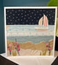 Sailboat or light house seascape card. Print of original hand collaged art - Image 5