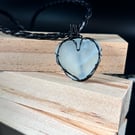 Sea glass heart pendant - Seafoam green - Made in Scotland