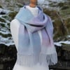 Pastel rainbow and grey handwoven scarf